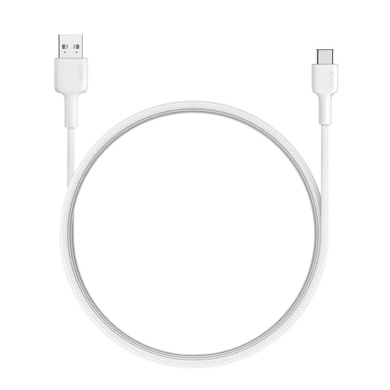 AUKEY CB-CD30-WH NAYLON ÖRGÜLÜ USB-A TYPE-C ŞARJ KABLOSU 0.9MT 