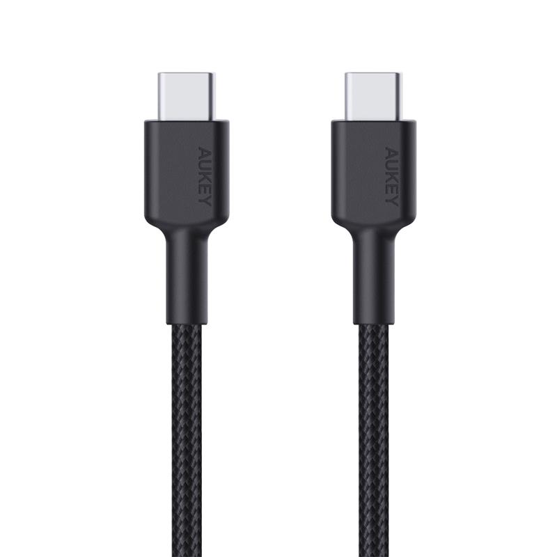 AUKEY CB-CD45-BK PD NAYLON ÖRGÜLÜ TYPE-C TYPE-C ŞARJ KABLOSU 0.9MT 