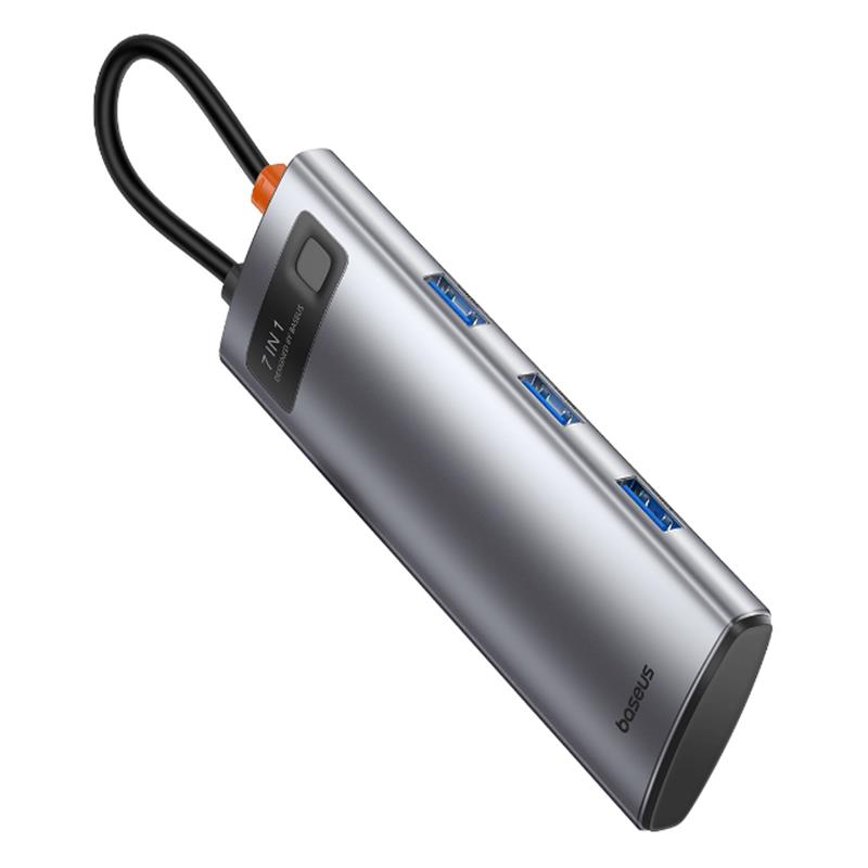 BASEUS STARJOY GRİ 7IN1 HUB GİRİŞ:TYPE-C, ÇIKIŞ:USB X3, TYPE-C X1, HDMI X1, MICROSD X1, SD X1 B00030708811-00 