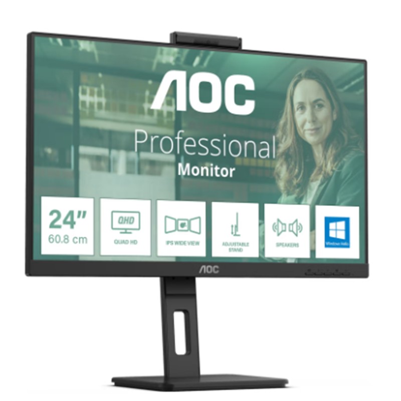 23.8 AOC 24P3CW IPS 4MS 75MHZ 1XHDMI 1XDP USB TYPE-C RJ45 FHD 1920X1080 WEBCAM HOPARLÖR ÇERÇEVESİZ PIVOT VESA SİYAH 