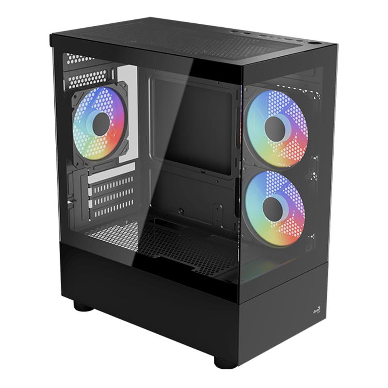 AEROCOOL VIEWPORT MINI ARGB 3*12CM FANLI TEMPERLİ CAM YAN ÖN PANEL USB 3.0 MATX KASA 