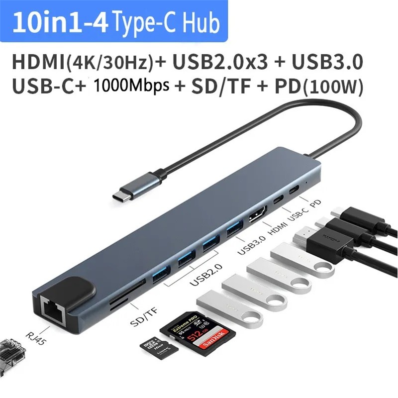 SENSEI TYPE-C 10IN1 HDMI COK FONKSIYONLU USB 3.0 DOCK STATION 
