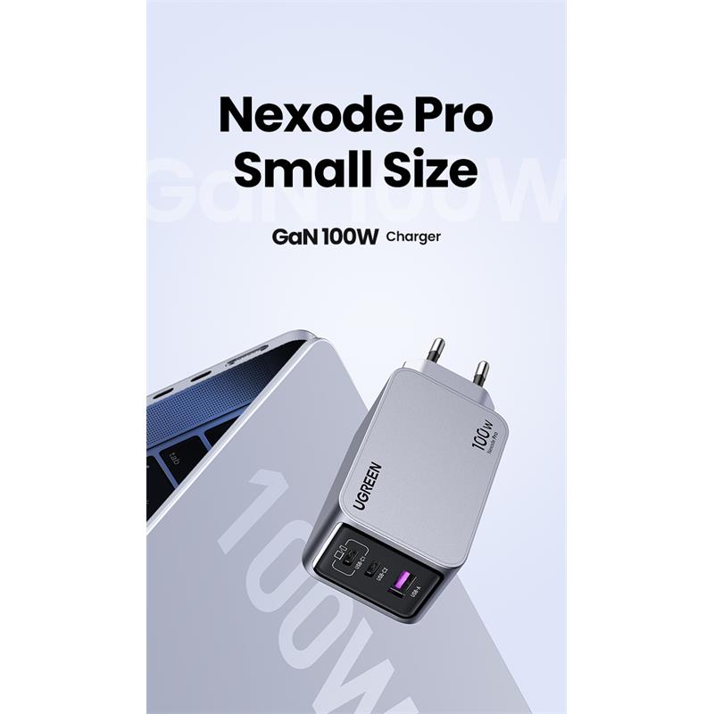 UGREEN NEXODE PRO 100W GAN HIZLI 25874 ŞARJ CİHAZI TYPE-C QC PD 2XUSB-C, 1XUSB-A UZAY GRİSİ  